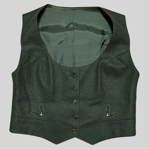 Wool Blend Women’s Green Gemstone Button Vest German Sz 46/ US See Measurements - Picture 7 of 13